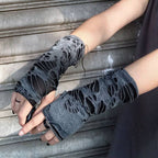 Punk dark Harajuku style sleeves torn gloves and sleeves