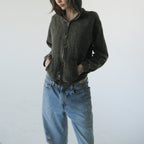 Acid Wash Oversized Zip-Up Hoodie