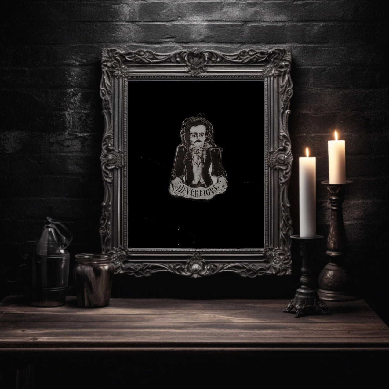 🕯️ “Nevermore” – Edgar Allan Poe Gothic Glass Art Ornament
