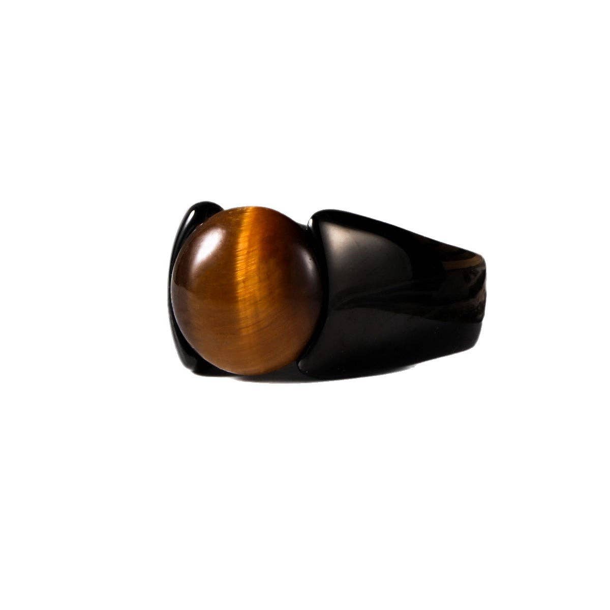 Trendy Black Stainless Steel Ring With Geometric Design