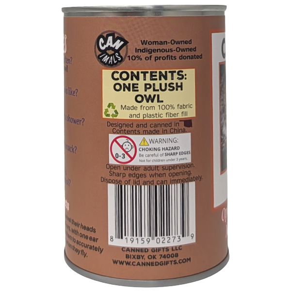 Hoot the Canned Owl Stuffed Animal Plush in Can Funny Jokes