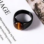 Trendy Black Stainless Steel Ring With Geometric Design