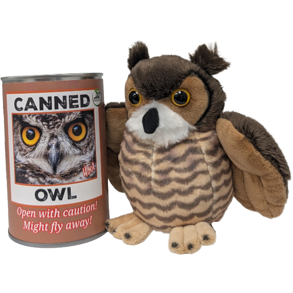 Hoot the Canned Owl Stuffed Animal Plush in Can Funny Jokes