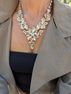 Large Floral Bib, Costume Jewelry