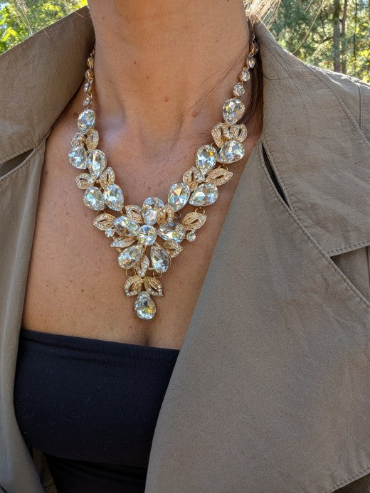 Large Floral Bib, Costume Jewelry