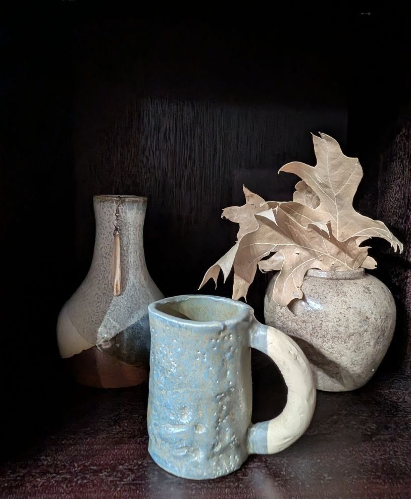 Bud Vase multi colored pottery