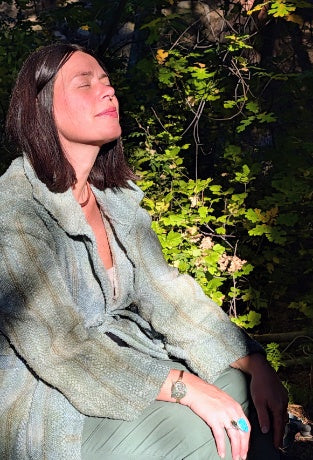 Hand dyed natural fiber jacket, blend of cotton & wool