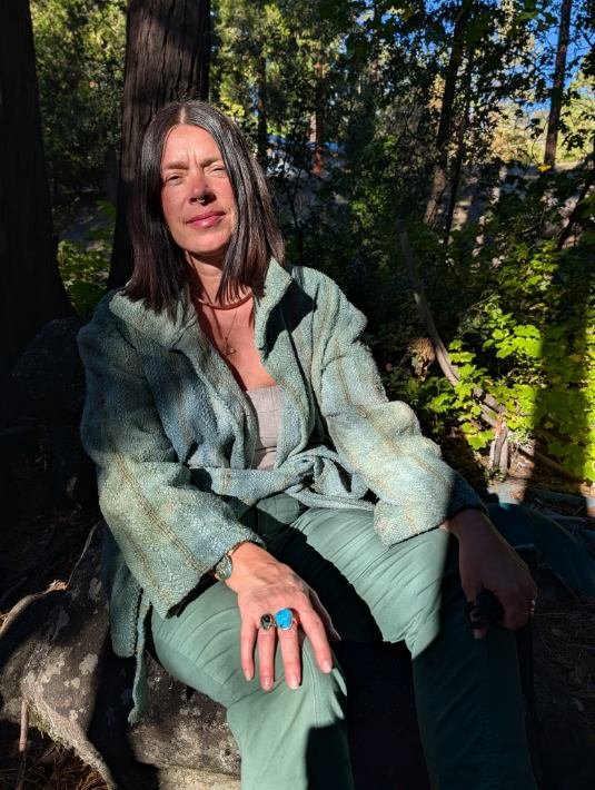 Hand dyed natural fiber jacket, blend of cotton & wool