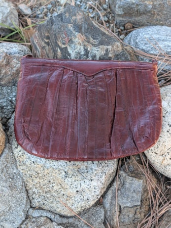 Cranberry Clutch, Vintage Eel