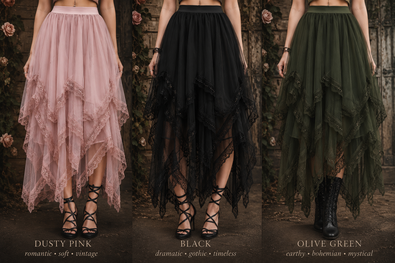 Tea Rose Heiress : Lace Boho Skirt