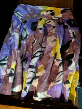 Flower fields, lavender & chartreuse skirt, silk cotton blend 2