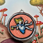 🌀 “Down the Rabbit Hole” – Alice in Wonderland Enameled Glass Ornament