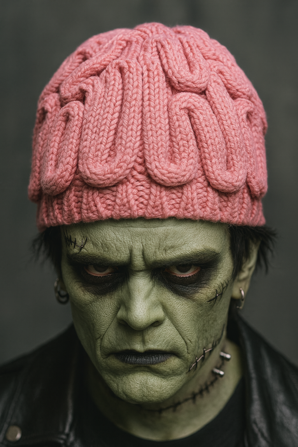 Brain knit beanie hat