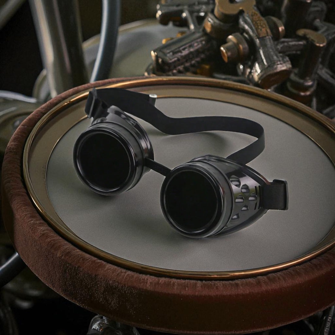 Black Steampunk Goggles – Retro Industrial Victorian Cosplay Eyewear