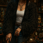 Rebel Romance Shaggy Sweater – Bold Punk-Inspired Streetwear Knit - Classic Black