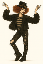 Rebel Romance Shaggy Sweater – Bold Punk-Inspired Streetwear Knit - Classic Black