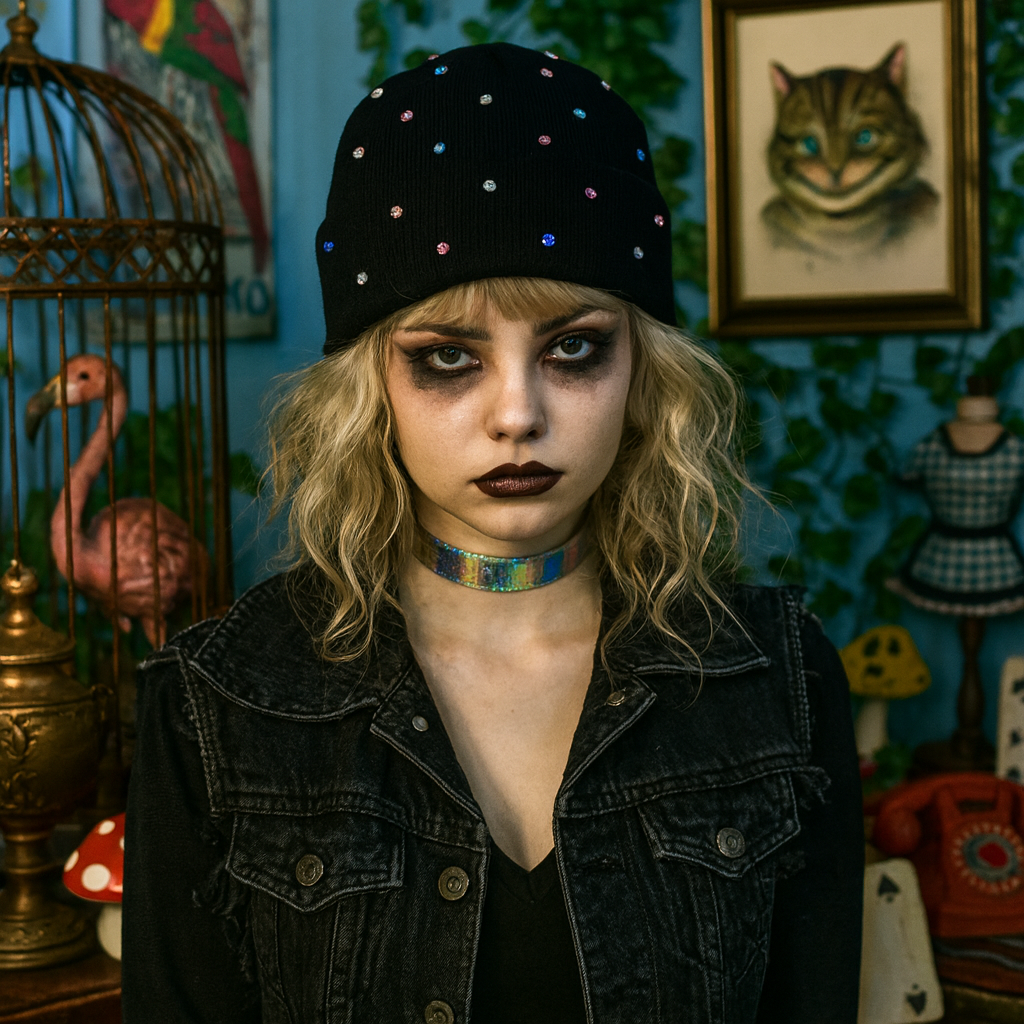 The Stardust Riot Beanie – Glam-Punk Rhinestone Knit Hat