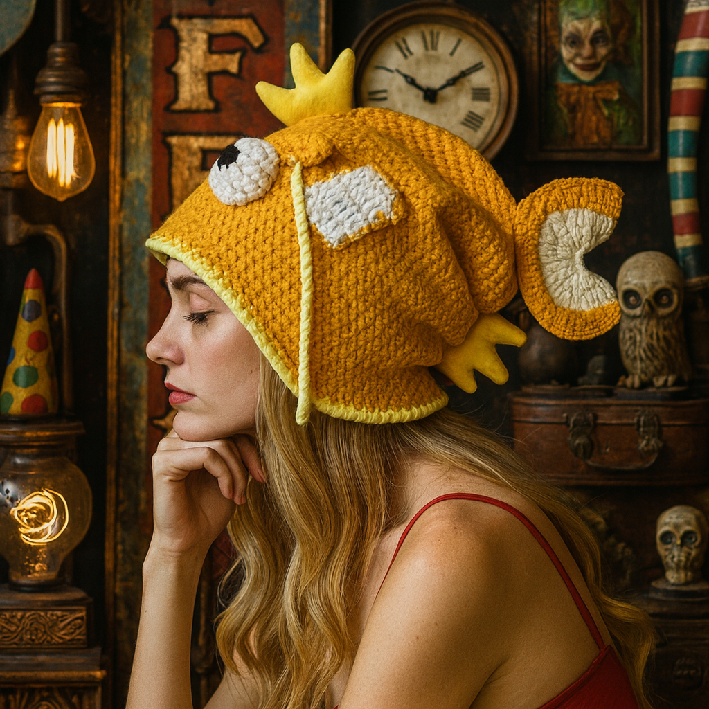 Aquatic Oddity Beanie – Hand-Knitted Goldfish of Curiosity Hat