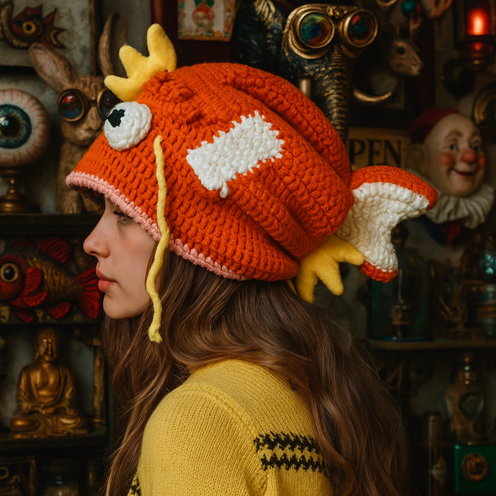 Koi of Curiosities Beanie – Hand-Knitted Aquatic Oddity Hat