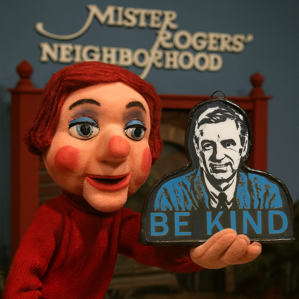 🧥 “Be Kind” – Mr. Rogers Icon Glass Art Ornament