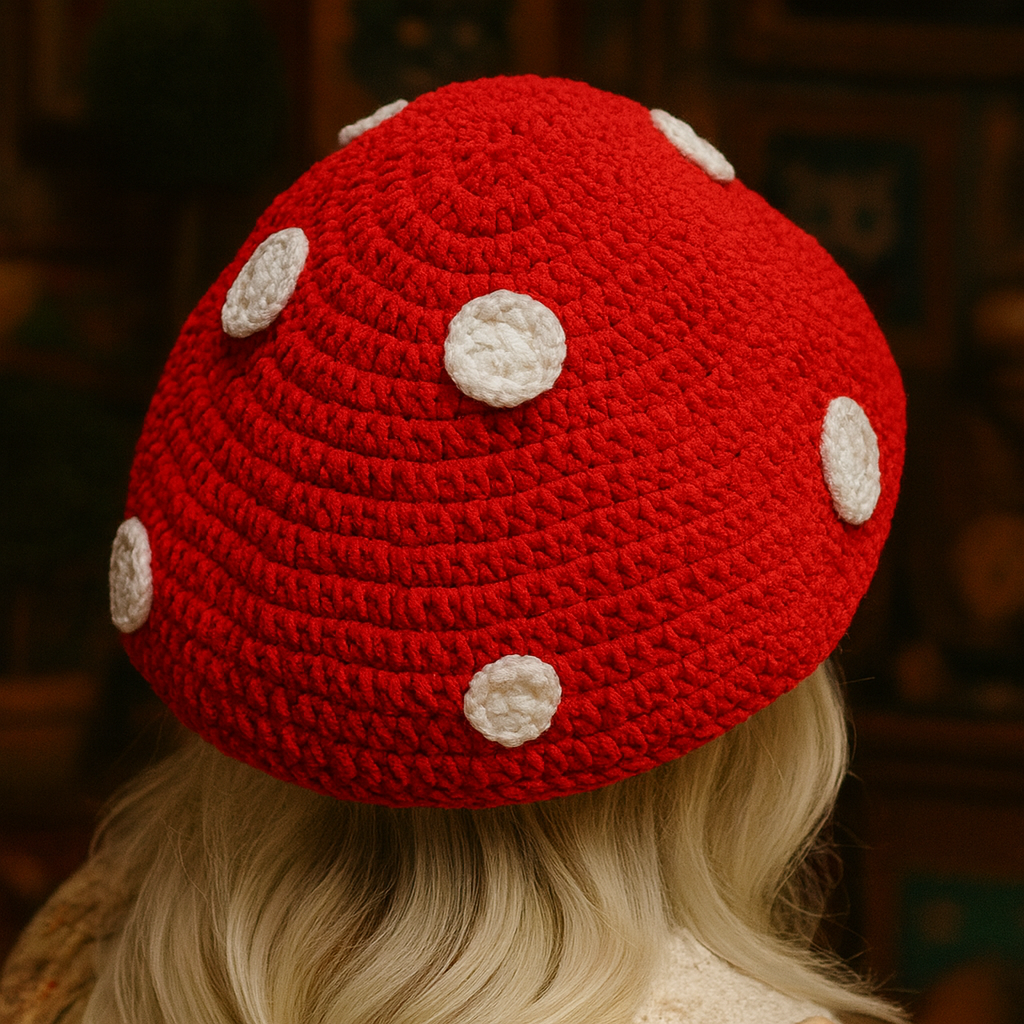 The Enchanted Toadstool Cap – Handmade Crochet Mushroom Hat of Fairyland