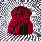 The Hypnotist’s Op-Art Knit Beanie - Black/Red