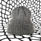 The Hypnotist’s Op-Art Knit Beanie - Black/White