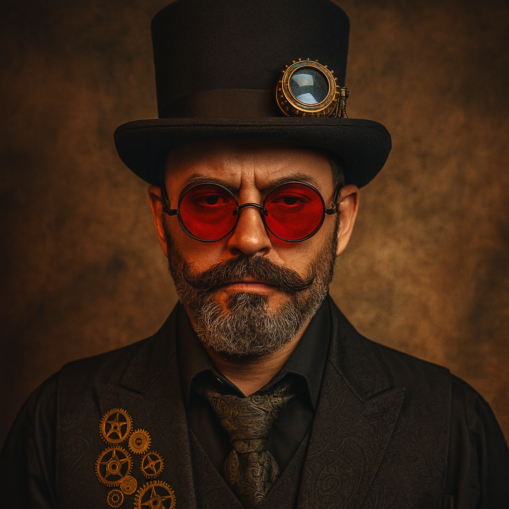 Red Lens Steampunk Round Glasses - Retro Gothic Festival Shades
