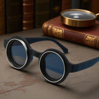 Retro Round Black Sunglasses – Funky Steampunk Festival Shades