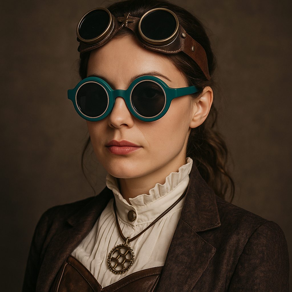 Retro Round Green Sunglasses – Funky Steampunk Festival Shades