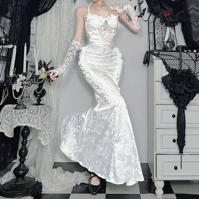Pearl Mermaid Skirt Elegant A-Line Dress