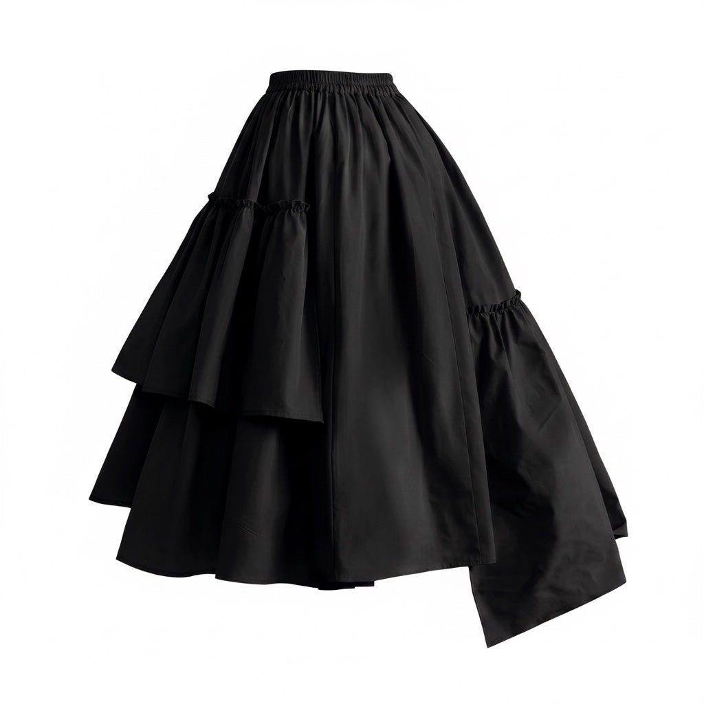 The Midnight Masquerade | Asymmetric Ruffle Cocktail Skirt
