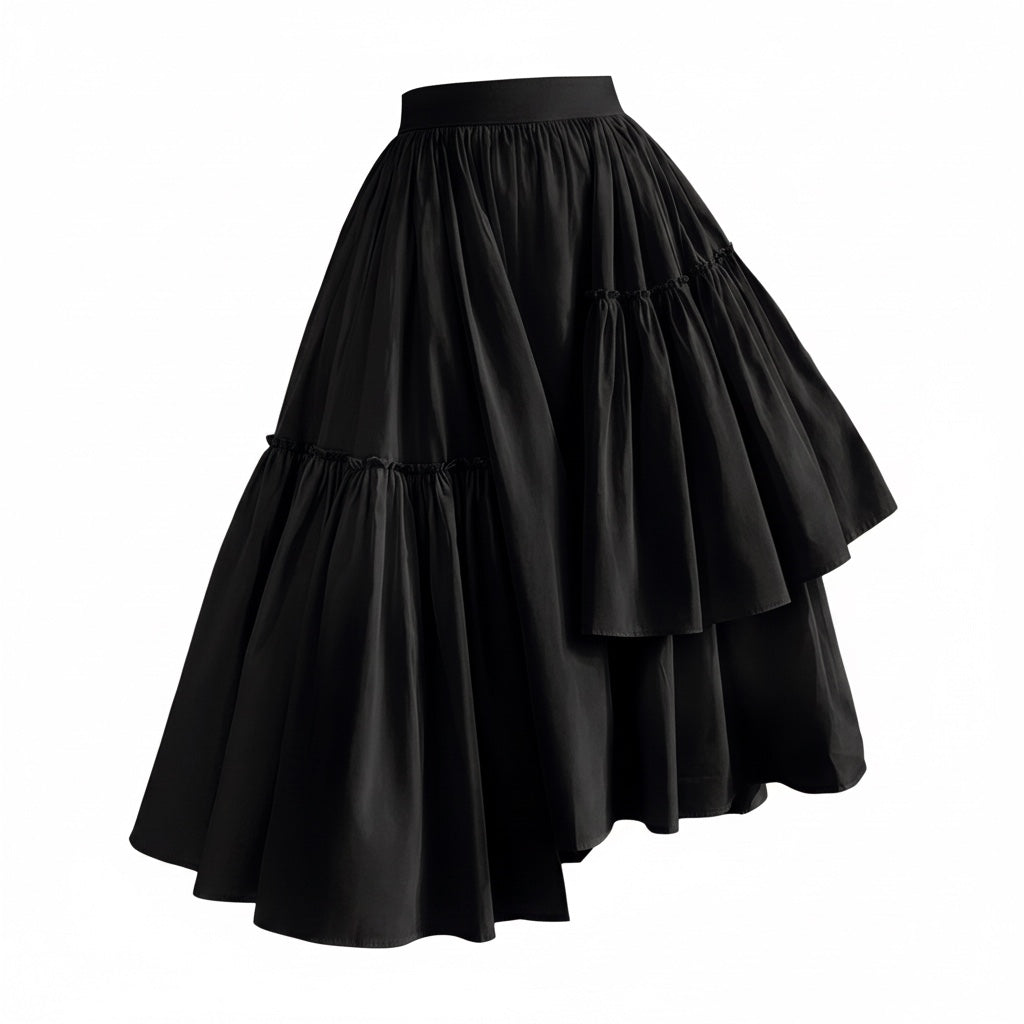 The Midnight Masquerade | Asymmetric Ruffle Cocktail Skirt