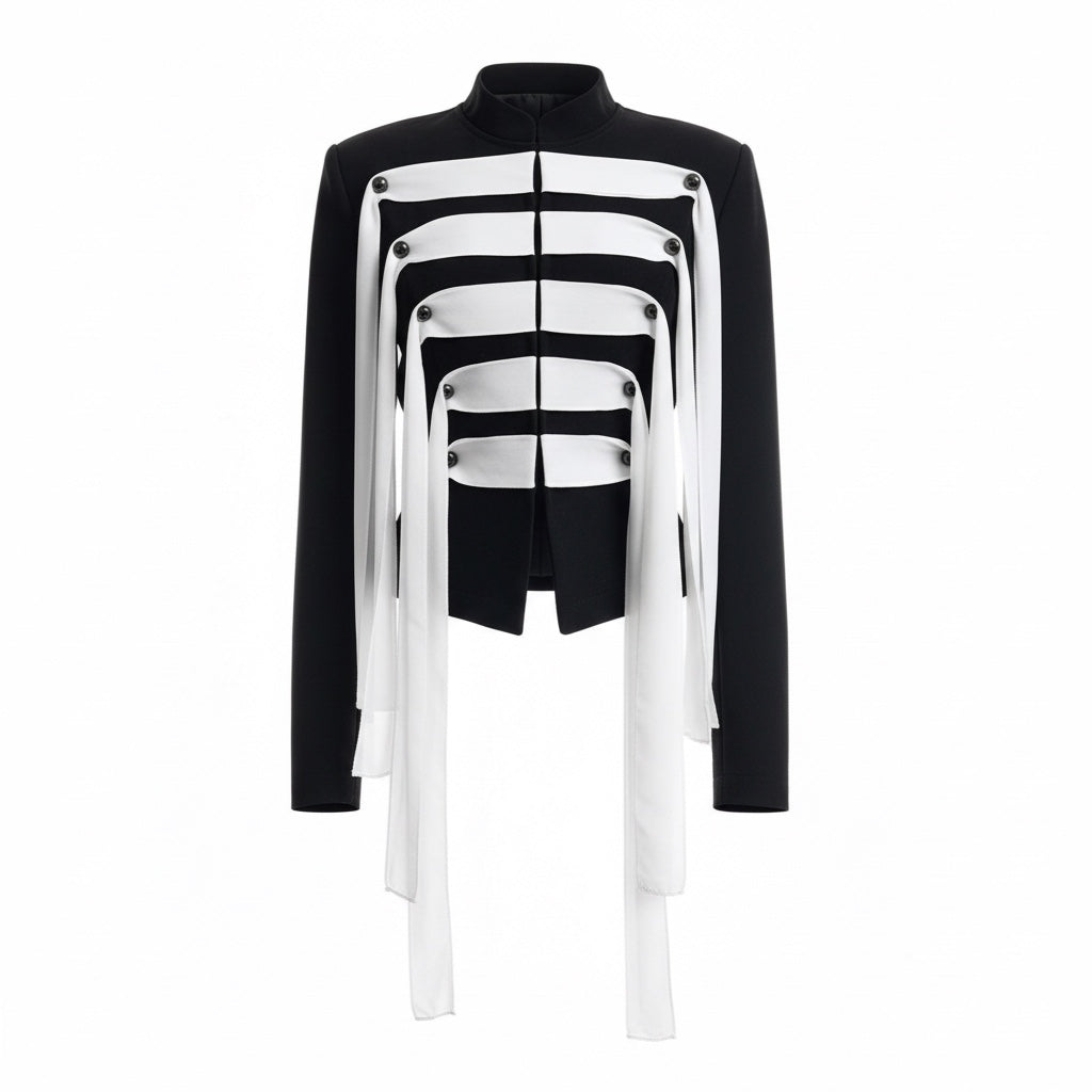 The Defiant Conductor | Avant-Garde Military Ribbon Blazer