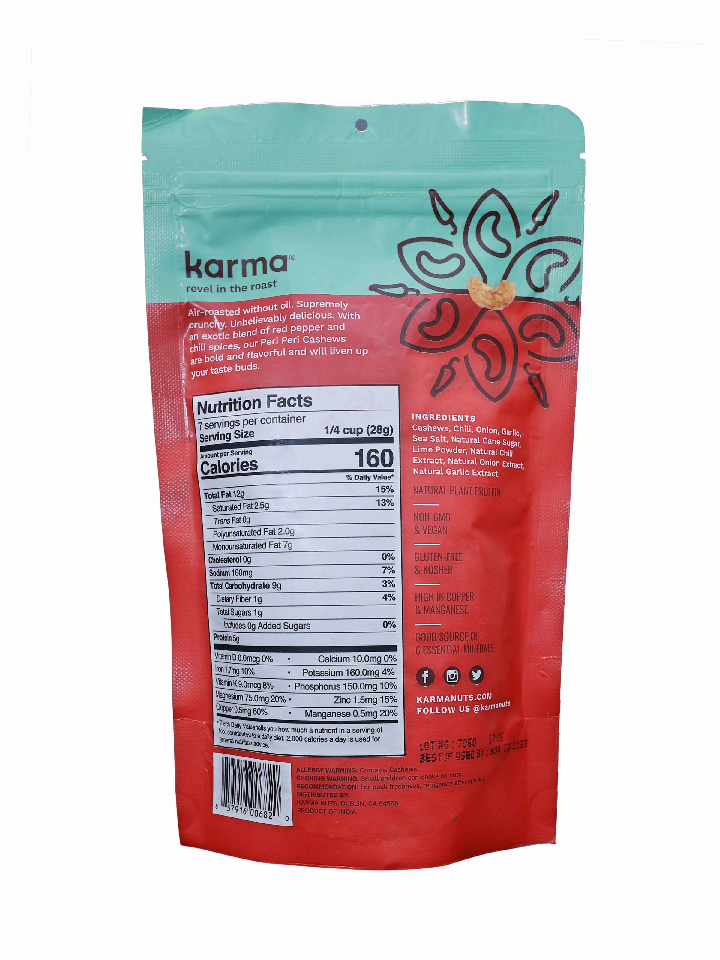Peri Peri Roasted Cashews 7oz