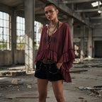 The Wandering Muse | Bohemian Ruffle Chiffon Blouse