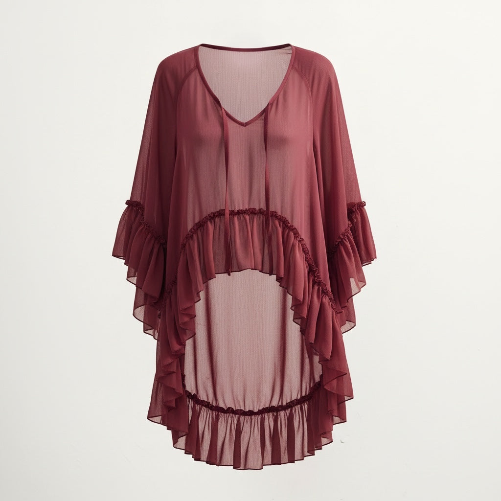The Wandering Muse | Bohemian Ruffle Chiffon Blouse