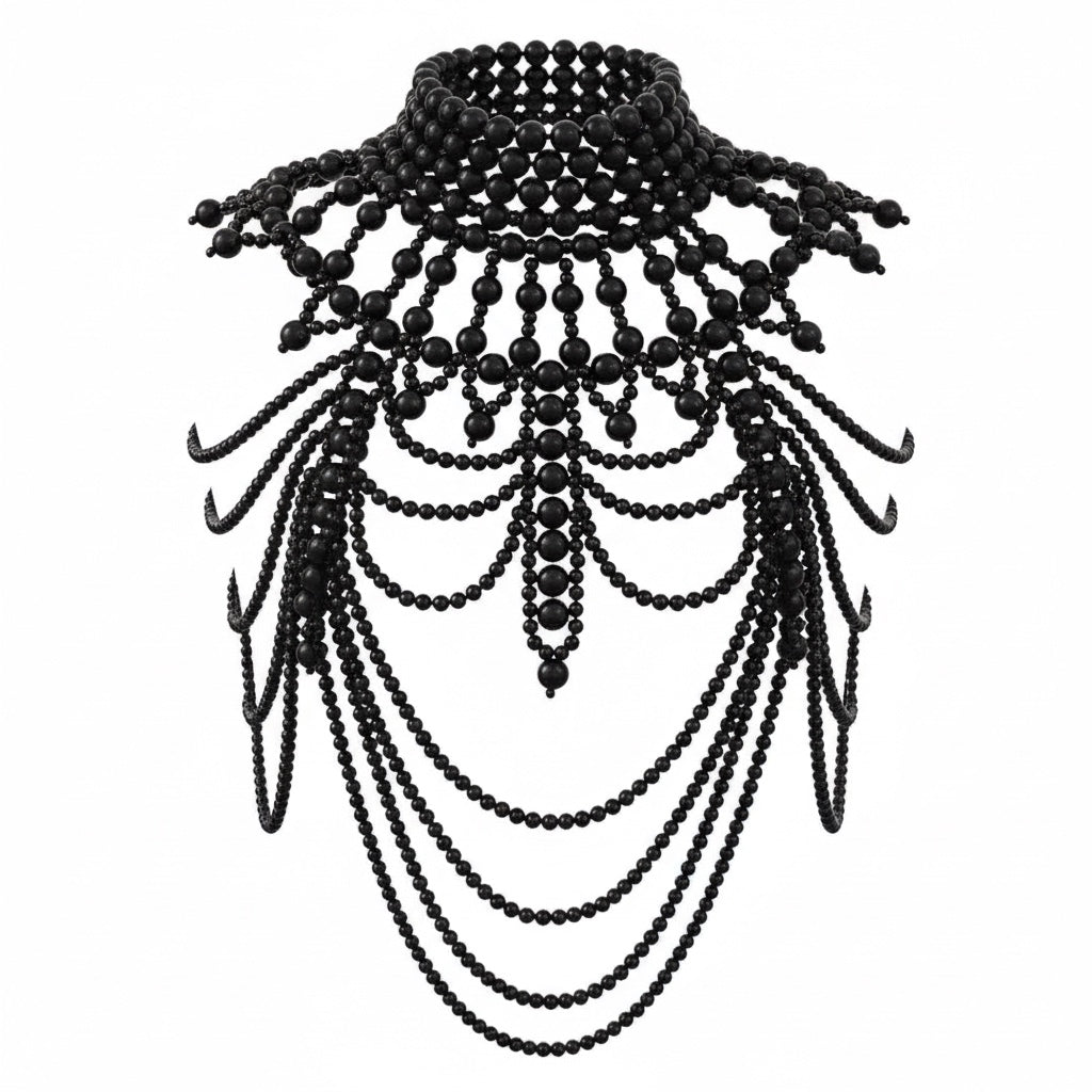 The Midnight Empress | Cascading Beaded Shoulder Mantle