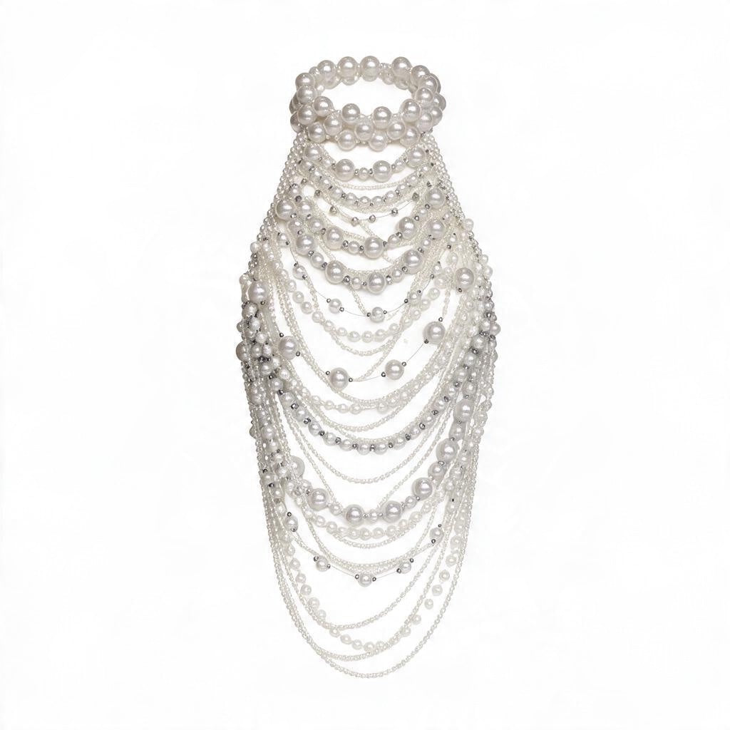 The Pearl Sovereign | Cascading Pearl Halter Body Chain