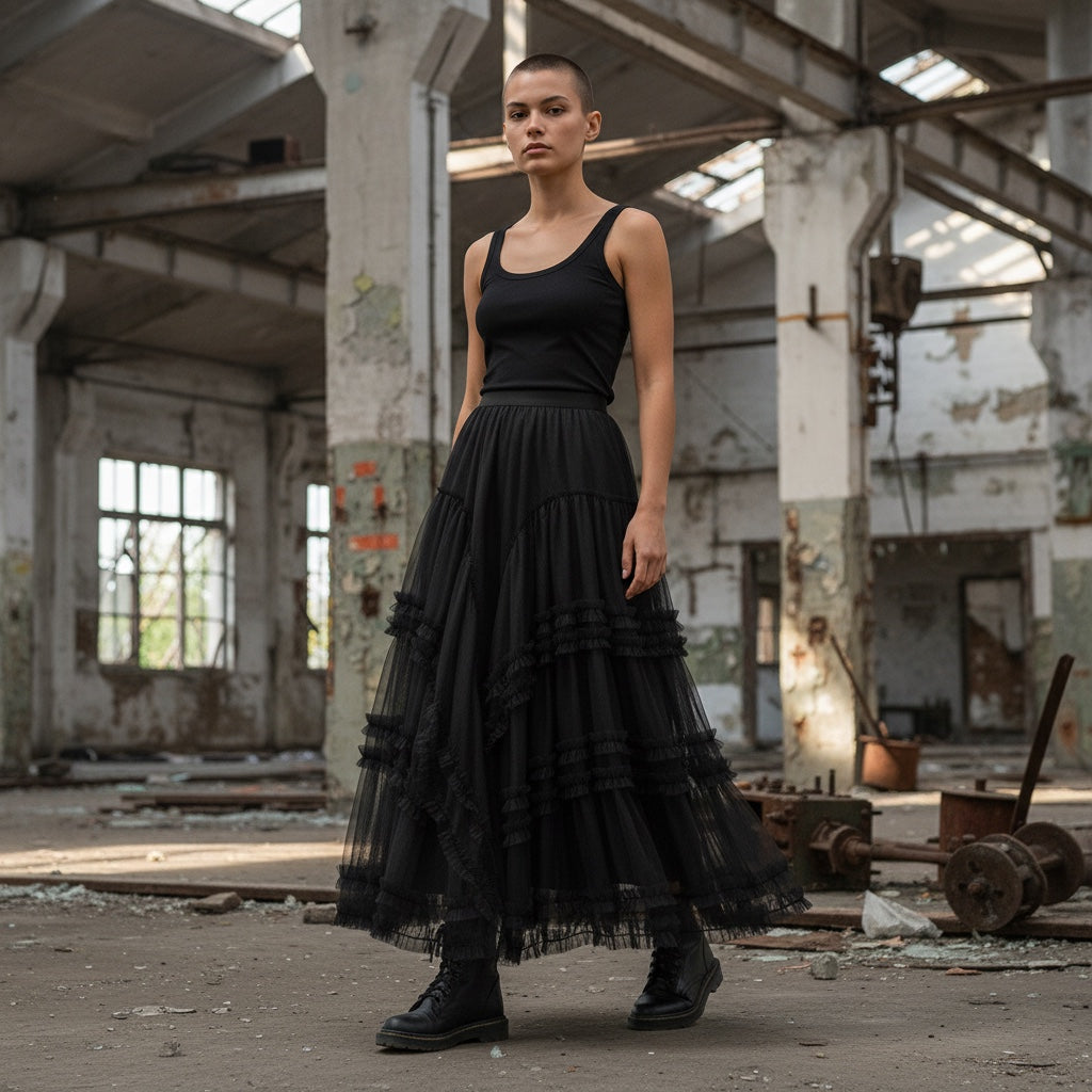 The Enchanted Reverie | Cascading Ruffle Tulle Maxi Skirt