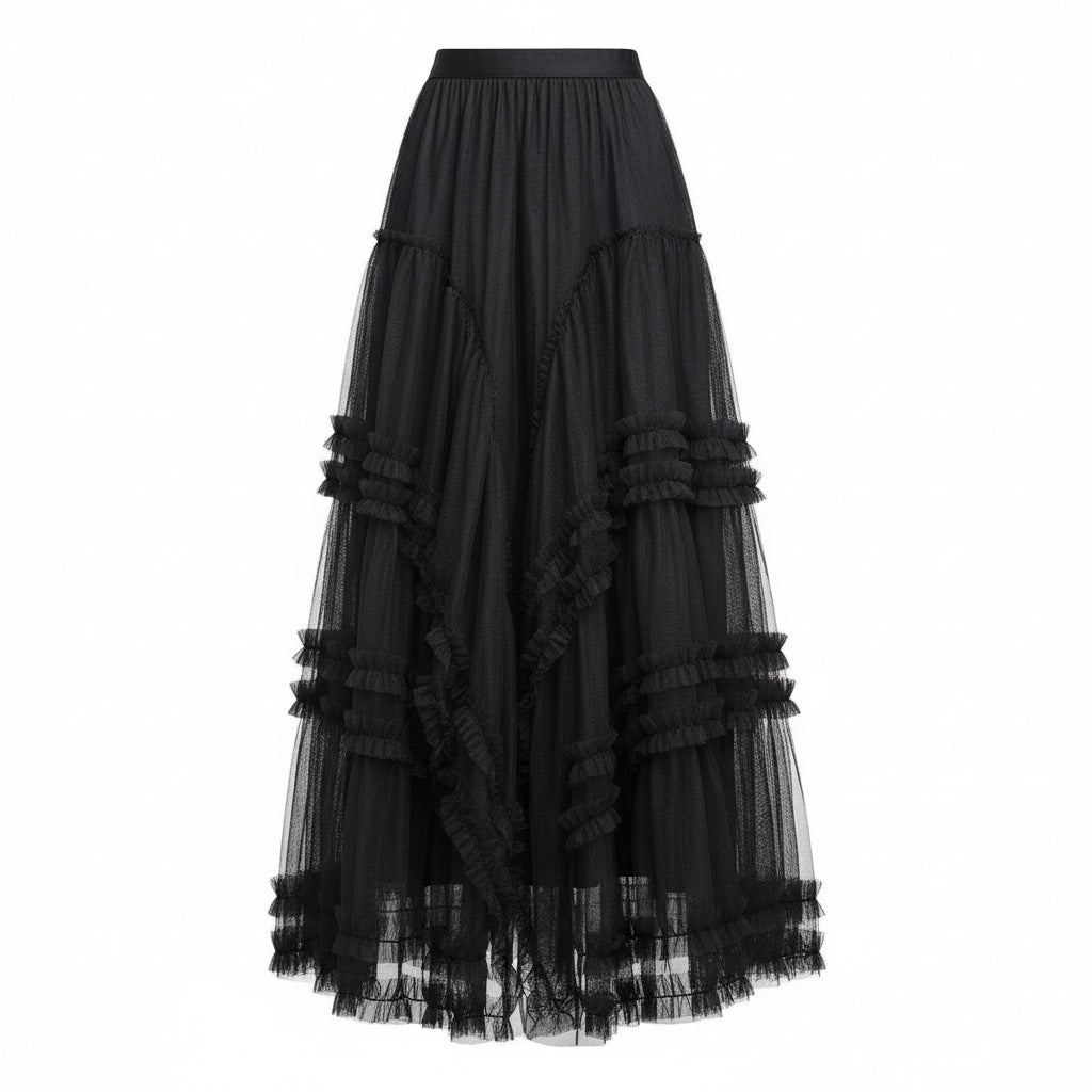 The Enchanted Reverie | Cascading Ruffle Tulle Maxi Skirt