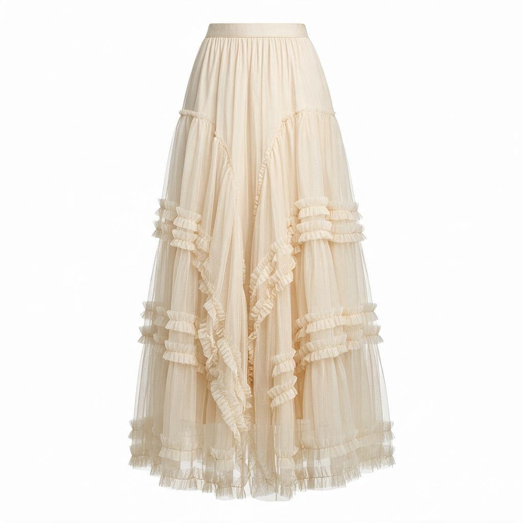 The Enchanted Reverie | Cascading Ruffle Tulle Maxi Skirt