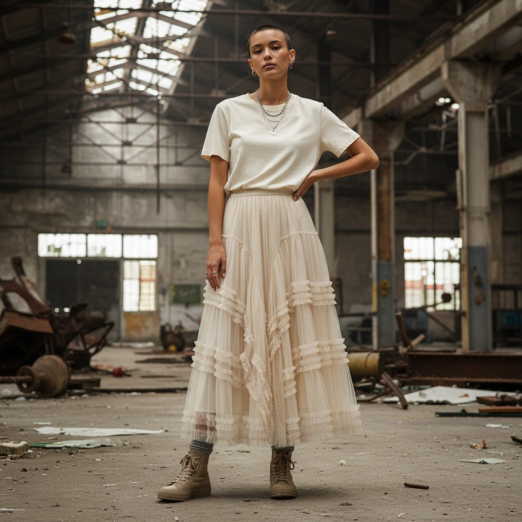 The Enchanted Reverie | Cascading Ruffle Tulle Maxi Skirt