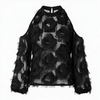 The Beautifully Unraveled | Cold Shoulder Textural Blouse