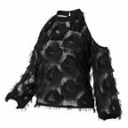 The Beautifully Unraveled | Cold Shoulder Textural Blouse