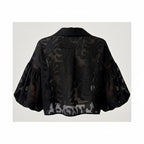 The Ghost Garden |  Cropped Abstract Bell Sleeve Blouse