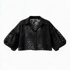 The Ghost Garden |  Cropped Abstract Bell Sleeve Blouse
