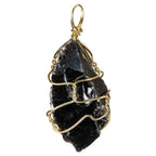 WIRE WRAP ROUGH STONE AND GOLD PENDANTS