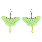 GREEN ACRYLIC MOTH EARRINGS