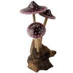 PURPLE 3 MUSHROOMS WOOD BASE